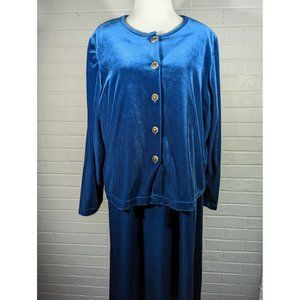 Diane Von Furstenberg Vintage Blue Pajama Gown Women's Plus Size 1X